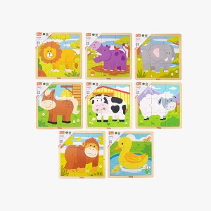 [VIGA] 9피스 퍼즐 동물 8종세트 (젖소,오리,코끼리,고릴라,하마,양,말,사자)
