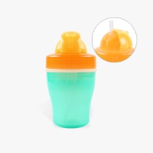 [더블하트] 더블레이어 스트로컵-그린오렌지/유아빨대컵
